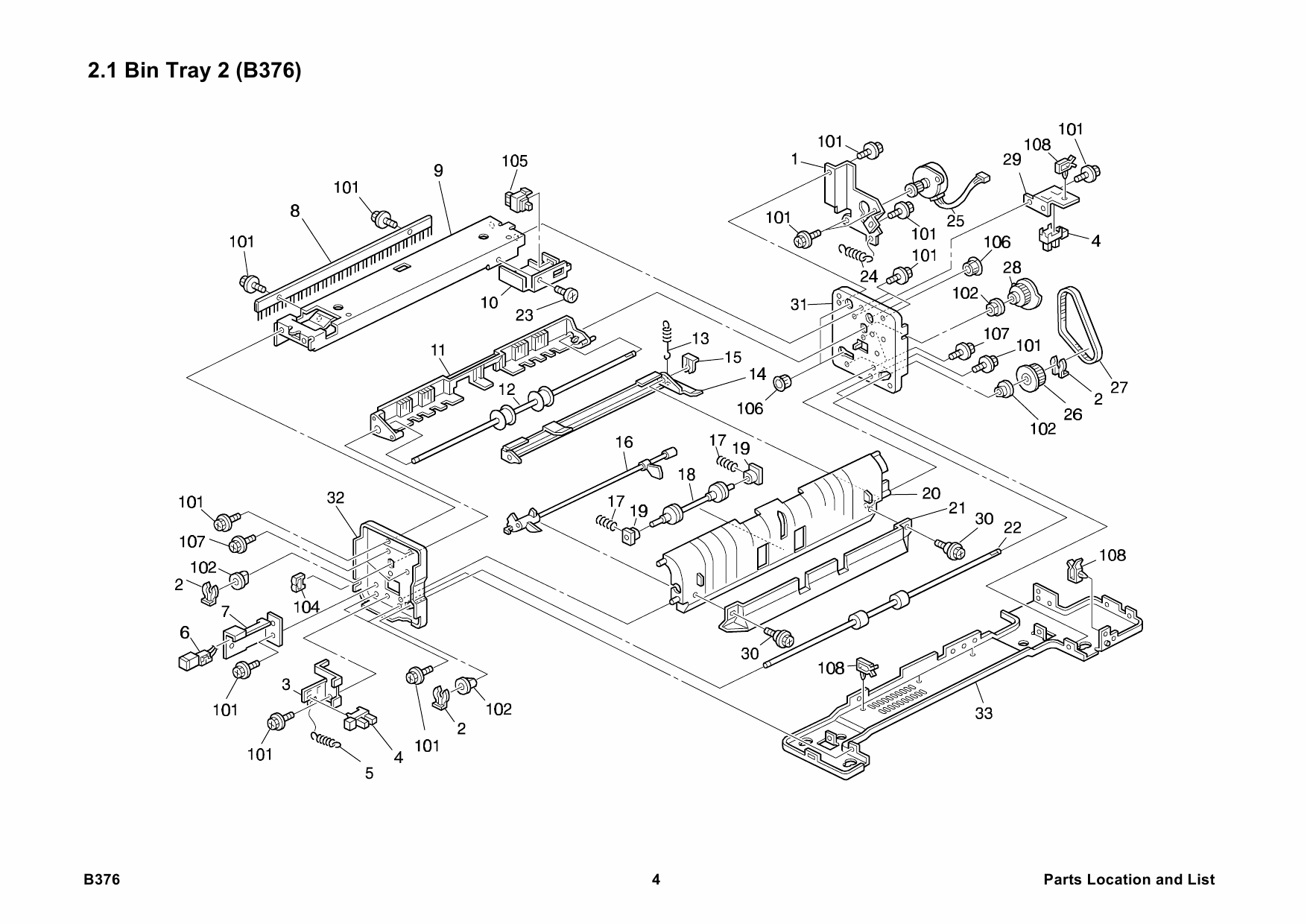 RICOH Options B376 1-BIN-TRAY Parts Catalog PDF download-4